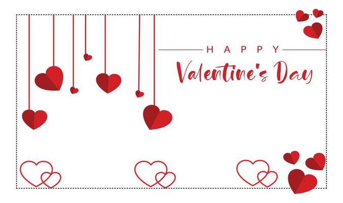 14 February. Happy Valentines Day Background Design With Papercut Style Love Shapes