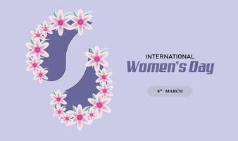 International Women's Day Card Design With Blossom. vector