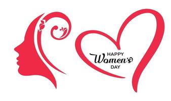 tarjeta de felicitación del día internacional de la mujer feliz en un hermoso rostro femenino. diseño de fondo vector