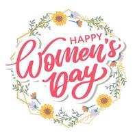 Women's Day hand drawn lettering. Red text isolated on white for postcard, poster, banner design element. Happy Women's Day script calligraphy. Ready holiday lettering design. vector