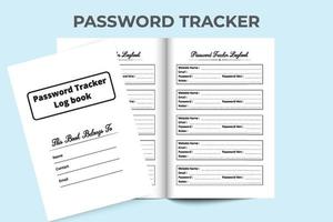 Password tracker log book interior. Website information and password notebook interior. Website password tracker journal interior. Logbook interior. Password tracker journal. vector