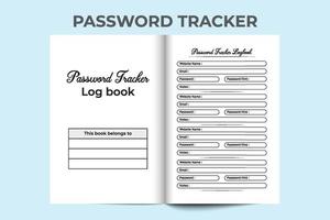 Password tracker journal interior. Password tracker and website information journal template. Log book interior template. Password tracker notebook interior. Website information tracker. vector