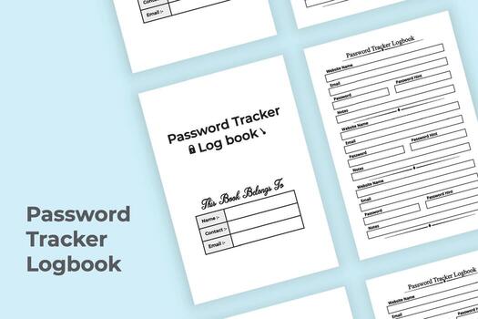 Password tracker notebook interior. Website journal interior. Password journal template. Website information and password tracker logbook template. Log book interior. vector