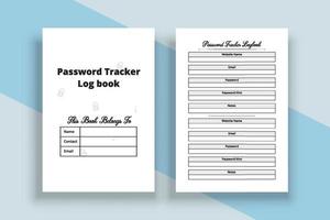 Password tracker journal. Website information and password checker notebook template. Password tracker log book interior. Notebook interior. Website security tracker logbook. vector