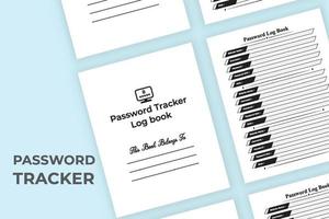 Password tracker log book template. Website information tracker notebook template. Journal interior. Website password tracker journal interior. vector