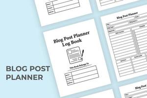 Blog post planner logbook interior. Blog writer notebook template. Content writers planner journal interior. Blog post schedule and tracker logbook template. Log book interior. vector