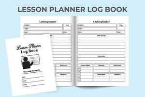 Lesson planner journal template. Study planner and task tracker logbook. Notebook interior. Lesson planner logbook for educational organizations. Teacher's lesson and task organizer. vector