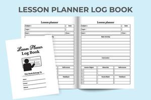 Lesson planner journal template. Study planner and task tracker logbook. Notebook interior. Lesson planner logbook for educational organizations. Teacher's lesson and task organizer. vector