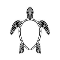 Polynesian style turtle tattoo. Black and white turtle tattoo. Maori tribal patterns. Isolated. Vector illustration.