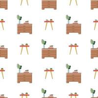 Seamless pattern with dumbbells and chests of drawers. Thin Line art. For backgrounds, websites, textiles, postcards and books. illustration. vector