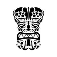 Totem face. Face in Polynesian or Maori style. Hawaiian tribal patterns. Good for prints and t-shirts. Isolated. Vector
