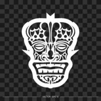 Totem pattern in the shape of a face. The contour of the face or mask of a warrior. For T-shirts and prints. Vector illustration.