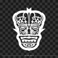 Totem pattern in the shape of a face. The contour of the face or mask of a warrior. For T-shirts and prints. Vector illustration.