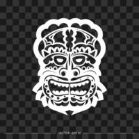 Polynesia mask pattern. The contour of the face or mask of a warrior. Template for print, t-shirt or tattoo. Vector