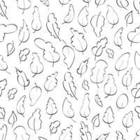 Seamless pattern with hand-drawn leaves. Delicate and elegant textile, wrapping paper mockup. Vector illustration.