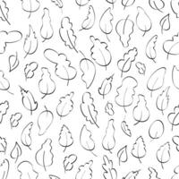 Seamless pattern with hand-drawn leaves. Delicate and elegant textile, wrapping paper mockup. Vector illustration.