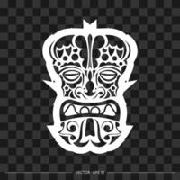 Polynesian mask from patterns. The contour of the face or mask of a warrior. For T-shirts and prints. Vector