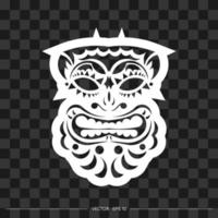 The face of a leader or tribal warrior from patterns. The contour of the face or mask of a warrior. Polynesian, Hawaiian or Maori patterns. For T-shirts, prints and tattoos. Vector