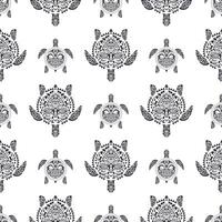 Sea turtles seamless pattern. Polynesian tribal pattern. Seamless vector background.