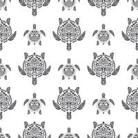 Sea turtles seamless pattern. Polynesian tribal pattern. Seamless vector background.