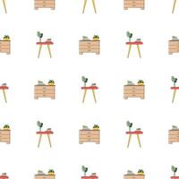Seamless pattern with dumbbells and chests of drawers. Thin Line art. For backgrounds, extiles, postcards and books. vector