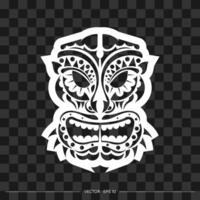 Demon face made of patterns. Demon face or mask outline. Polynesian, Hawaiian or Maori patterns. For T-shirts and prints. Vector illustration.