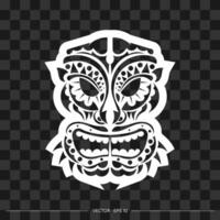 Demon face made of patterns. Demon face or mask outline. Polynesian, Hawaiian or Maori patterns. For T-shirts and prints. Vector illustration.