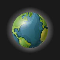 Planet earth isolated on black background. Realistic style. Vector illustration.