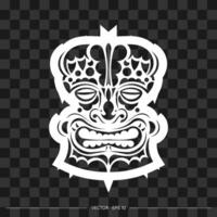 Totem pattern in the shape of a face. The contour of the face or mask of a warrior. For T-shirts and prints. Vector