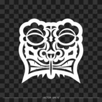 The face of a leader or tribal warrior from patterns. The contour of the face or mask of a warrior. For T-shirts and prints. Vector illustration.