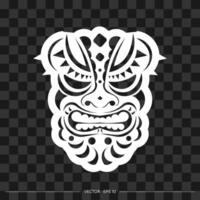 Totem in the shape of a face made of patterns. The contour of the face or mask of a warrior. Polynesian, Hawaiian or Maori patterns. For T-shirts and prints. vector