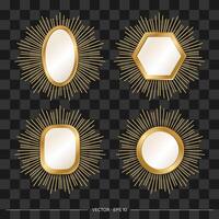 Golden frames with rays on a transparent background vector