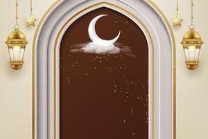 Fondo 3d ramadan kareem con linterna de lámpara dorada. vector