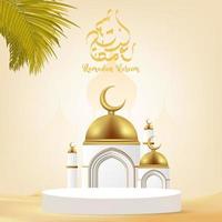 3d ramadan kareem background with podium vector