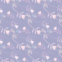 Seamless pattern with white color tulip silhouettes. Soft blue background. Pastel palette stylized artwork. vector