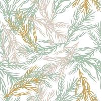 Isolated seamless multicolor pattern with blue, purple, orange rosemary branches ornament on white background. vector