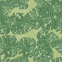 Chaotic monstera leaves wallpaper. Botanic seamless pattern. vector