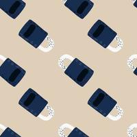 Navy blue lock secret elements seamless pattern. Hand drawn door elements on light beige background. Pastel palette. vector