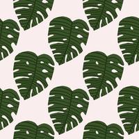 Isolated seamless pattern with green monstera leaves on white background. vector