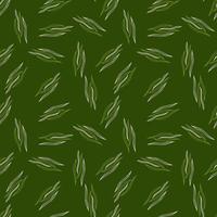 Summer botanical line shapes seamless pattern on green background. vector