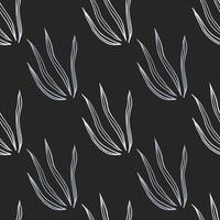 Grasss seamless pattern on black background. Vintage botanical wallpaper. vector