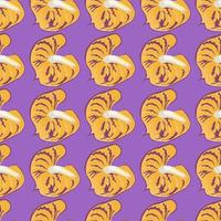 Geometric anthurium flowers seamless pattern on purple background. vector