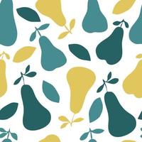 Sweet yellow pear seamless pattern. Funny design vector