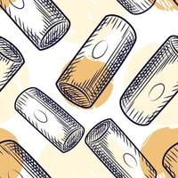 Wine bottle cork seamless pattern. Cork stoppers backdrop. vector