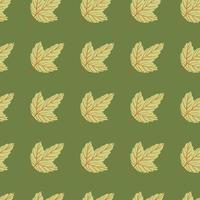 Doodle seamless pattern with leaf silhouettes. Green palette floral artwork. Nature print. vector