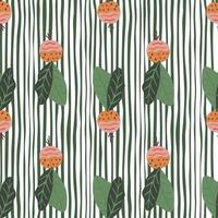 Bright summer seamless pattern with radish elements. Green stripped background. Healthy food. vector