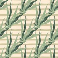 Light green seaweed seamless pattern. Beige stripped background. Botanic aqua backdrop. vector