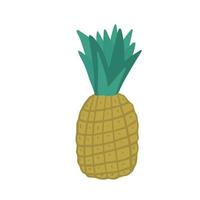 Cute pineapple in doodle style isolated on white background. Hand drawn fresh organic summer tropical fruit vector