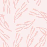 Pastel abstract seamless nature pattern with pale pink branches ornament. Random artwork. Doodle style. vector