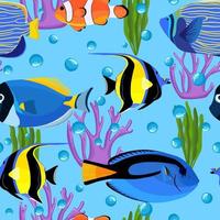 Fish underwater with bubbles. Undersea seamless pattern. vector